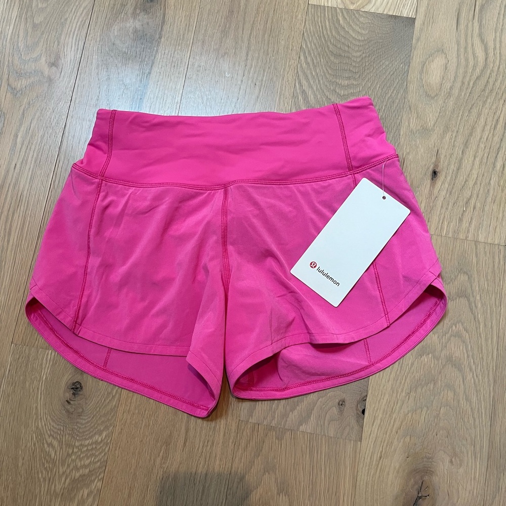 Lululemon Sonic Pink Speed Ups MR Short 4” *Lined Size 2
